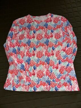 Coral Reef Print Long Sleeve Top- Multicolor